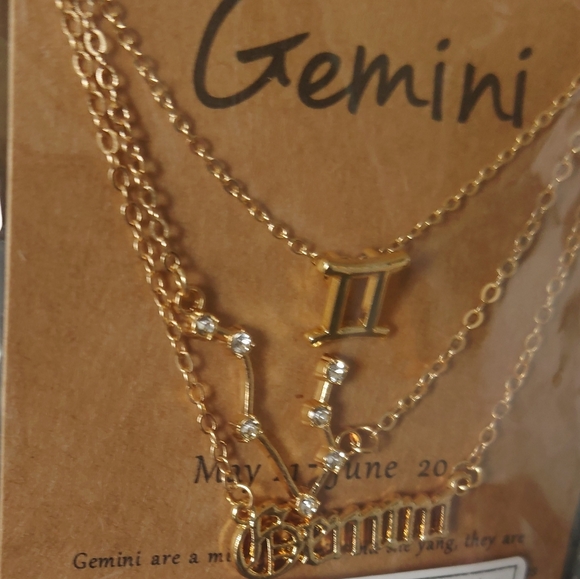Gemini Faux Gold Three-Strand Necklace, NEW - Picture 2 of 3
